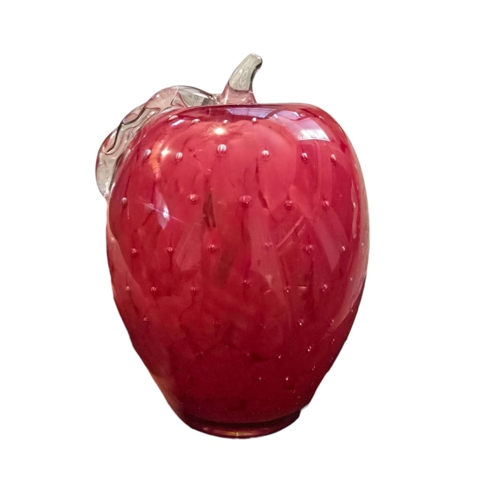 Celso Lopez Red Glass Apple Paper Weight